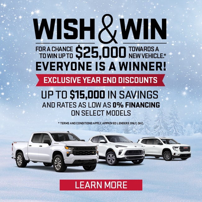 Car dealership promotion offering up to $25,000 towards a new vehicle with year-end discounts and financing deals.