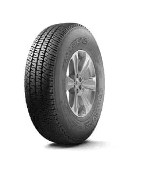 Michelin tire with five-spoke alloy wheel, featuring an all-season tread pattern for enhanced performance.