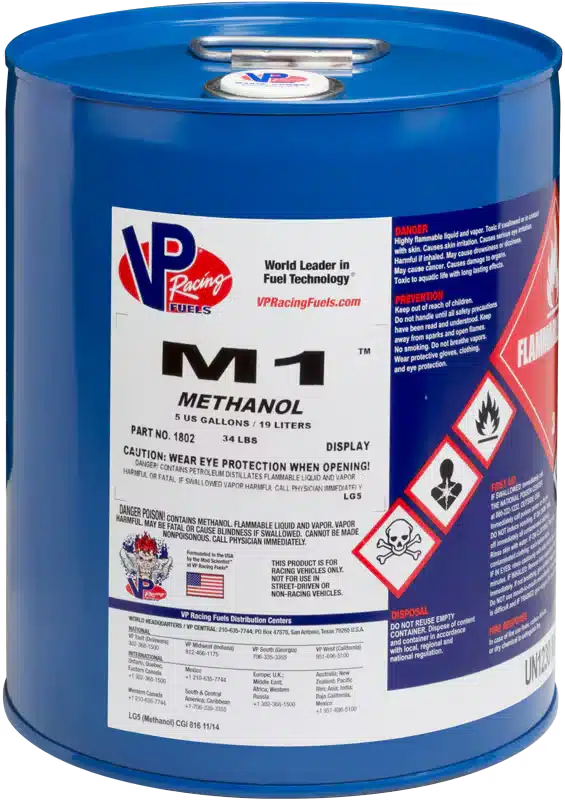 VP Racing Fuels X14, T2, and Torq DX cans, featuring high-performance fuel options.