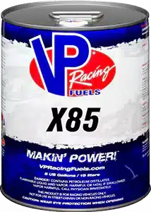 VP Racing Fuels X14, T2, and Torq DX cans, featuring high-performance fuel options.
