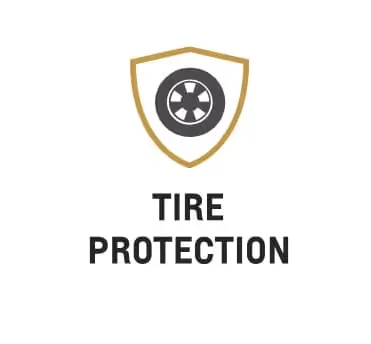 Tire protection logo featuring a tire within a shield, symbolizing safety and durability.